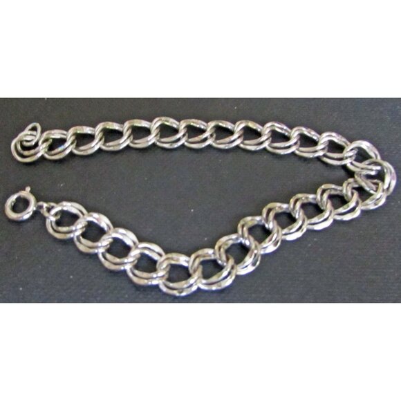 Sterling Silver Starter Charm Bracelet 7 " x 1/4 " 9.4 grams Delicate - Picture 2 of 2